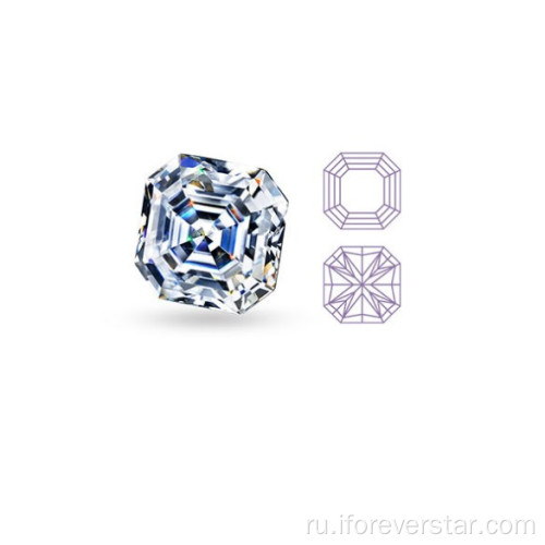 Блестящий D Color 6 мм Asscher Cut Moissanite Loose